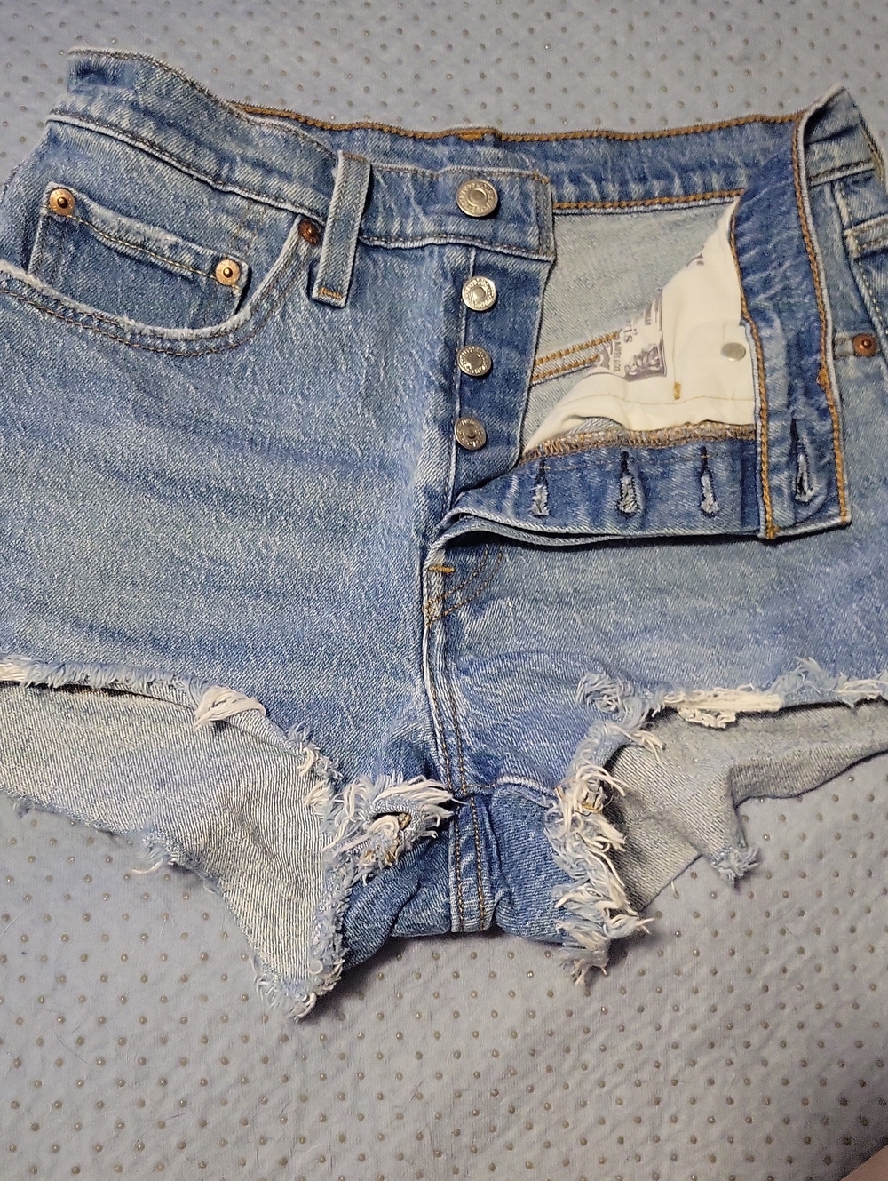 Levi's Light Blue Distressed Denim Jean Shorts